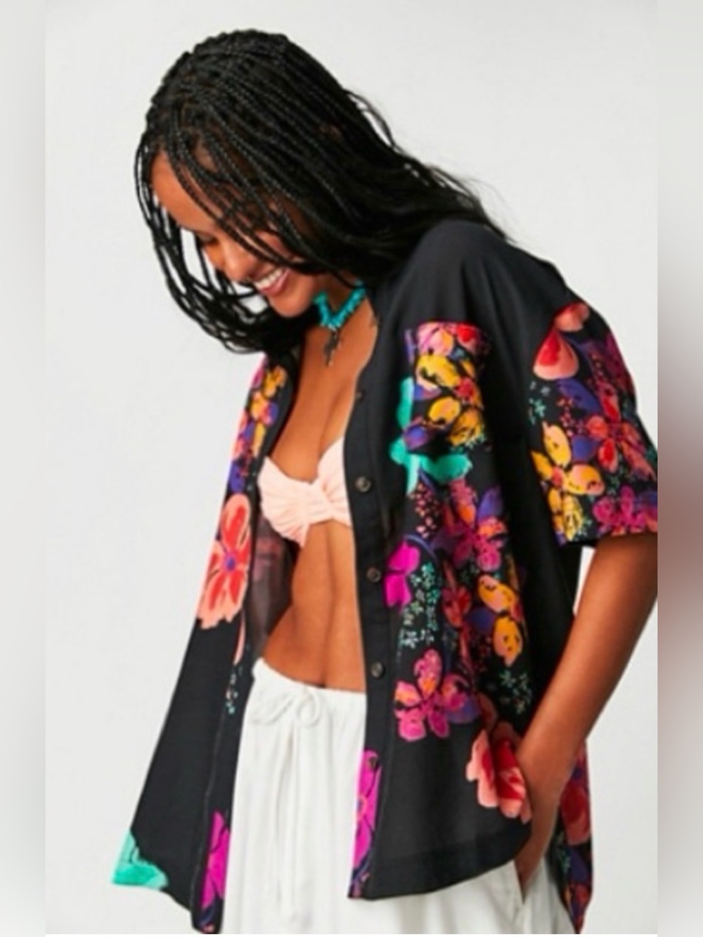 Free People Share Good Vibes Buttondown Sz S